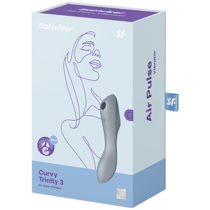 SATISFYER - CURVY TRINITY 3 AIR PULSE VIBRATOR GREY - My naughty haven #