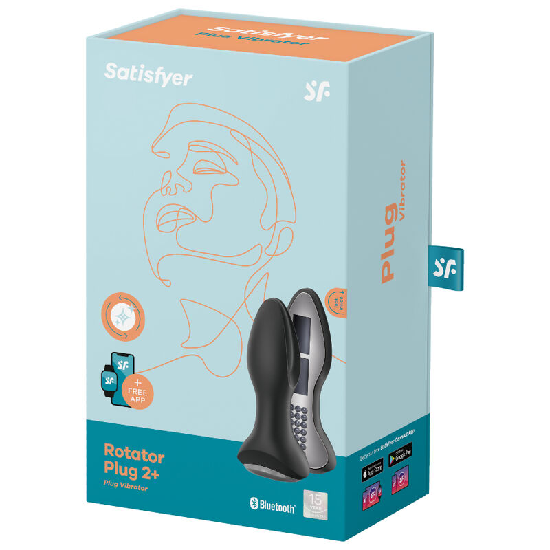 SATISFYER - ROTATOR PLUG 2+ VIBRATING PLUG APP BLACK - My naughty haven #