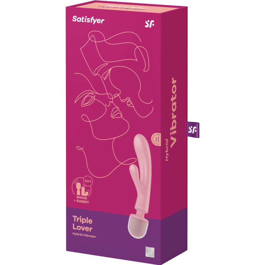 SATISFYER - TRIPLE LOVER RABBIT VIBRATOR MASSAGER PINK - My naughty haven #
