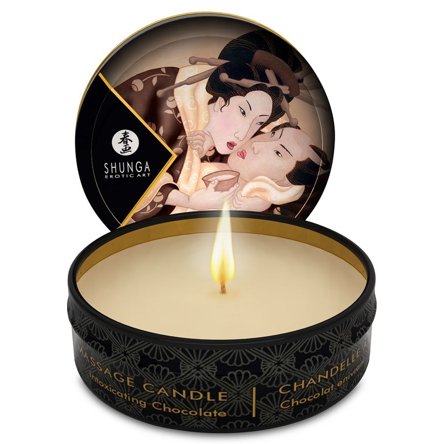 SHUNGA - MINI CARESS BY CANDELIGHT CHOCOLATE MASSAGE CANDLE 30 ML - My naughty haven #