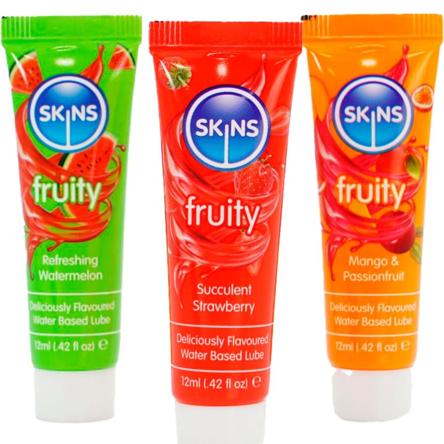 SKINS - FRUITY LUBES KIT WATERMELON, STRAWBERRY & MANGO LUBRICANTS 3 x 12 ML - My naughty haven #