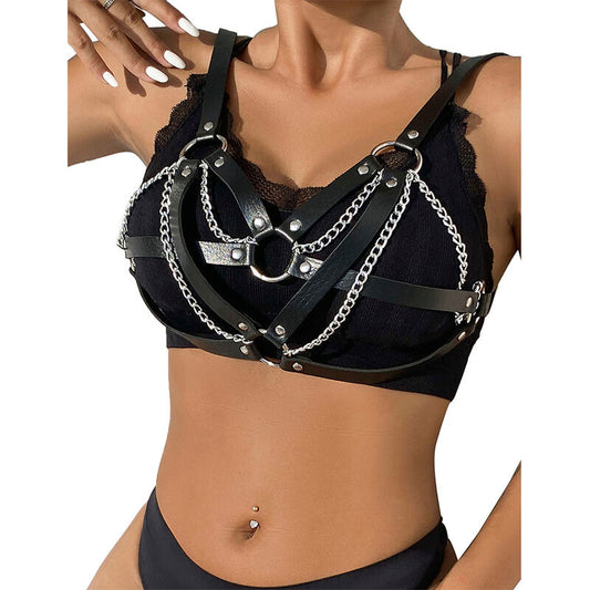 SUBBLIME - 953713 PUNK BONDAGE BELT METAL BUCKLE BLACK ONE SIZE - My naughty haven #