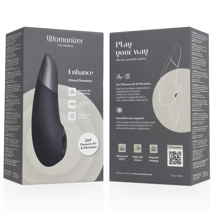 WOMANIZER - ENHANCE CLITORIAL STIMULATOR BLACK - My naughty haven #