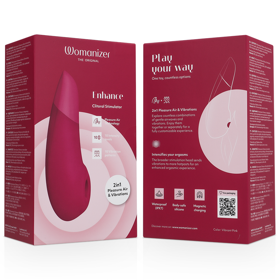 WOMANIZER - ENHANCE CLITORIAL STIMULATOR VIBRANT PINK - My naughty haven #
