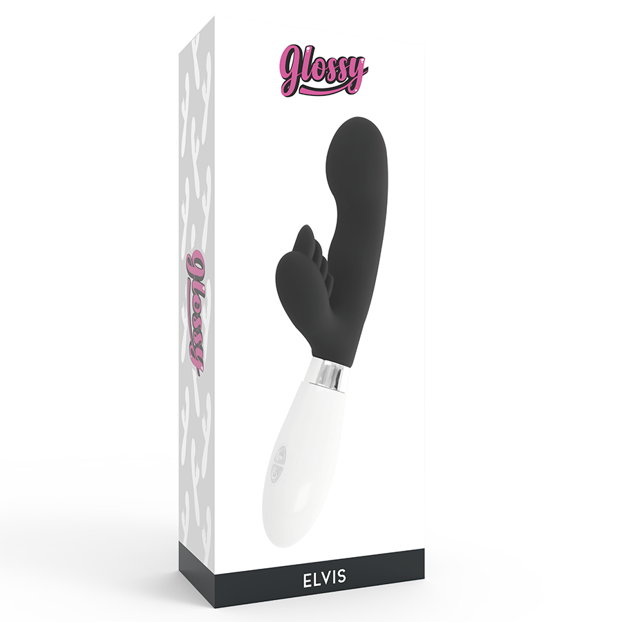 Glossy - Черен rabbit вибратор Elvis