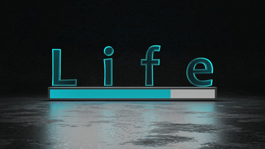 a lit up sign sitting on top of a floor