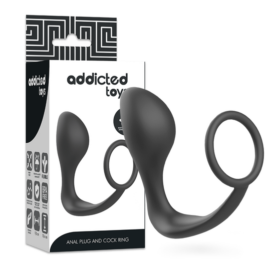 Addicted Toys – Анална тапа с черен силиконов пръстен