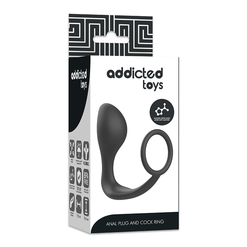 Addicted Toys – Анална тапа с черен силиконов пръстен