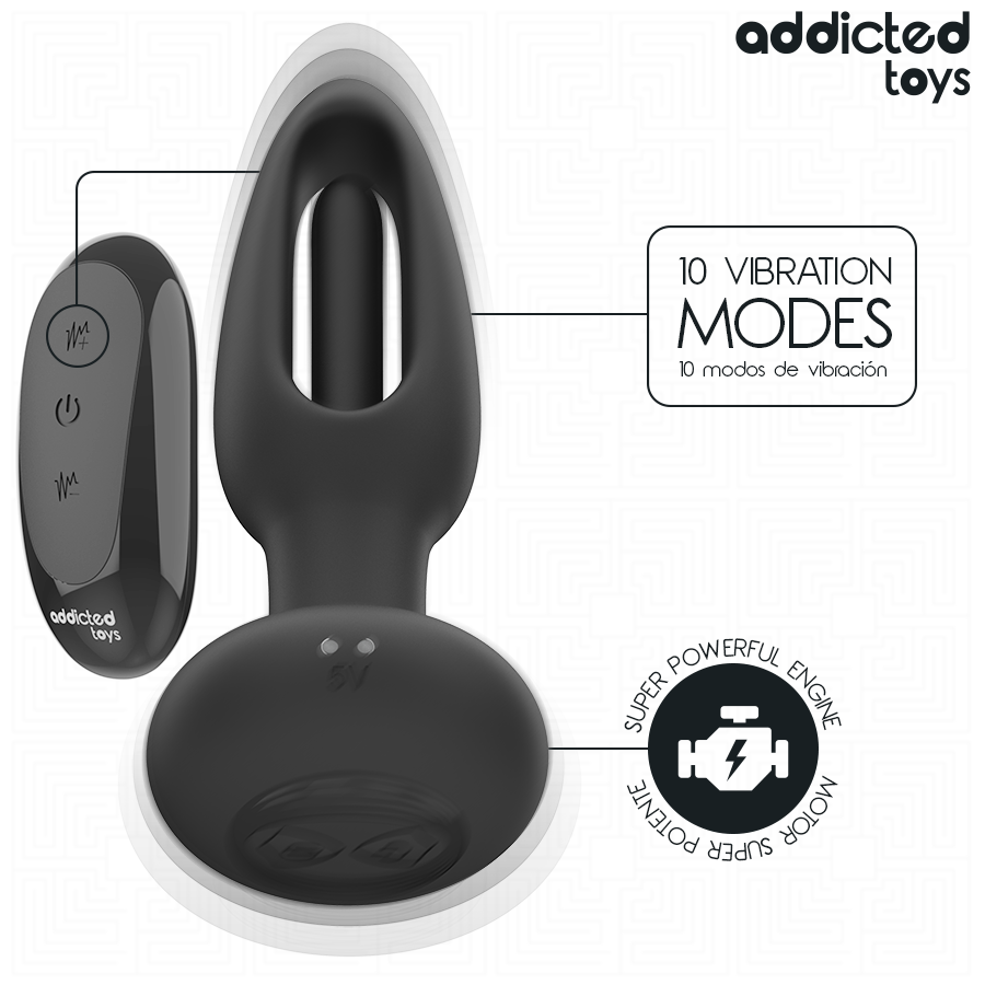 ADDICTED TOYS - ANAL PLUG WITH VIBRATING TONGUE AND REMOTE CONTROL - My naughty haven #