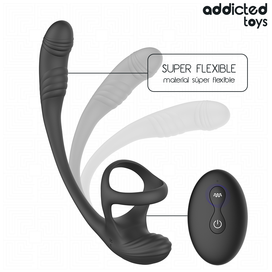 ADDICTED TOYS - ANAL PLUG WITH VIBRATION AND 360º WAVING AND TESTICLE STIMULATOR - My naughty haven #