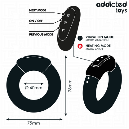 ADDICTED TOYS - HEATING EFFECT VIBRATING COCK RING REMOTE CONTROL - My naughty haven #