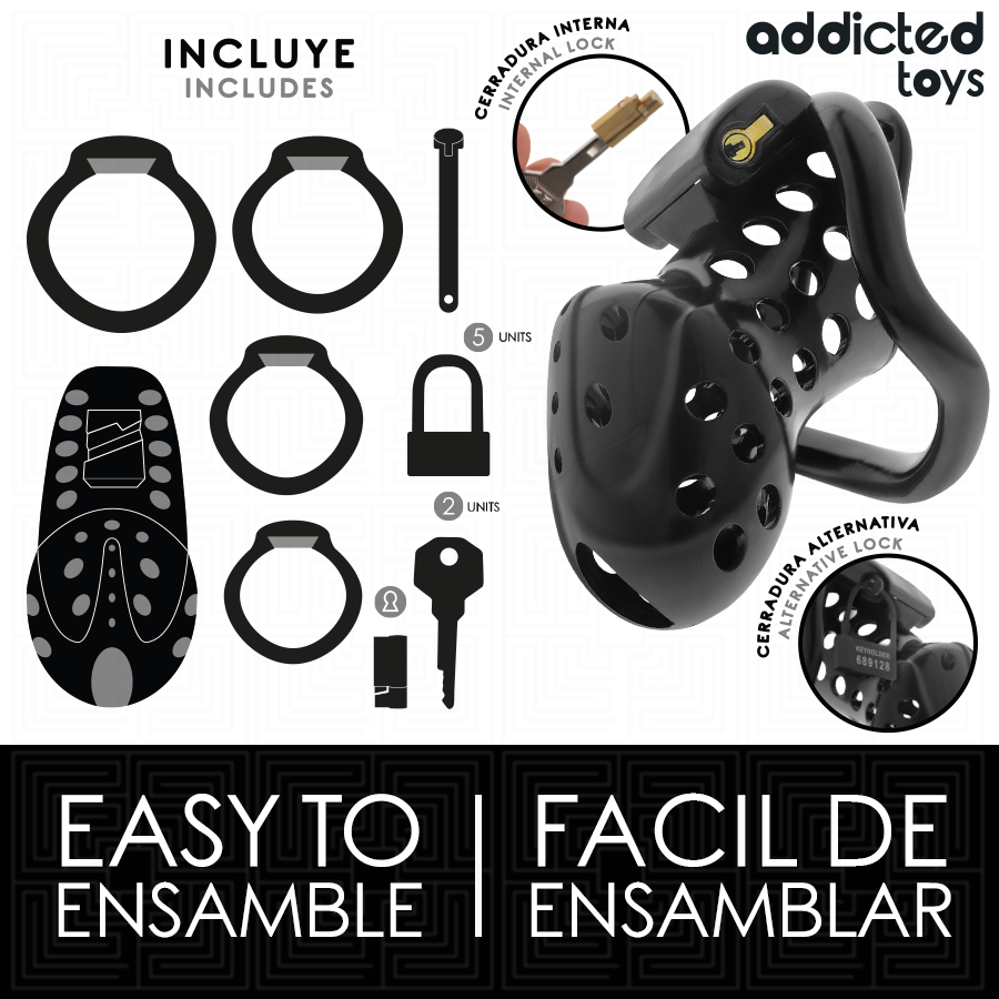 ADDICTED TOYS LOCKED - CHAINED HOLLOW PENIS CAGE 10.5 CM - My naughty haven #