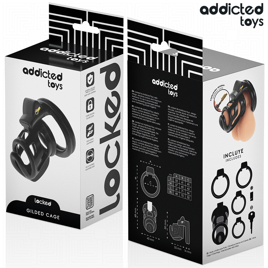 ADDICTED TOYS LOCKED - GILDEN CAGE SILICONE PENIS CAGE 8.5 CM - My naughty haven #