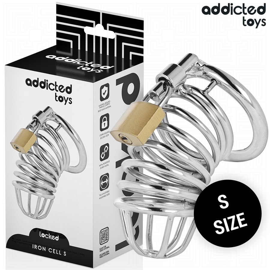 ADDICTED TOYS LOCKED - IRON CELL METAL PENIS CAGE 4 CM SIZE S - My naughty haven #