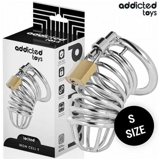 ADDICTED TOYS LOCKED - IRON CELL METAL PENIS CAGE 4 CM SIZE S - My naughty haven #