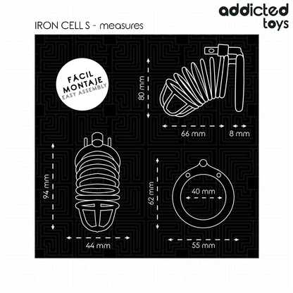 ADDICTED TOYS LOCKED - IRON CELL METAL PENIS CAGE 4 CM SIZE S - My naughty haven #