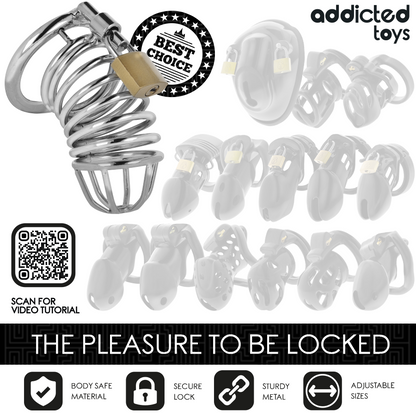 ADDICTED TOYS LOCKED - IRON CELL METAL PENIS CAGE 4 CM SIZE S - My naughty haven #