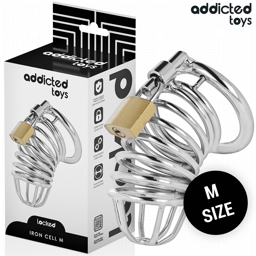 ADDICTED TOYS LOCKED - IRON CELL METAL PENIS CAGE SIZE M - My naughty haven #