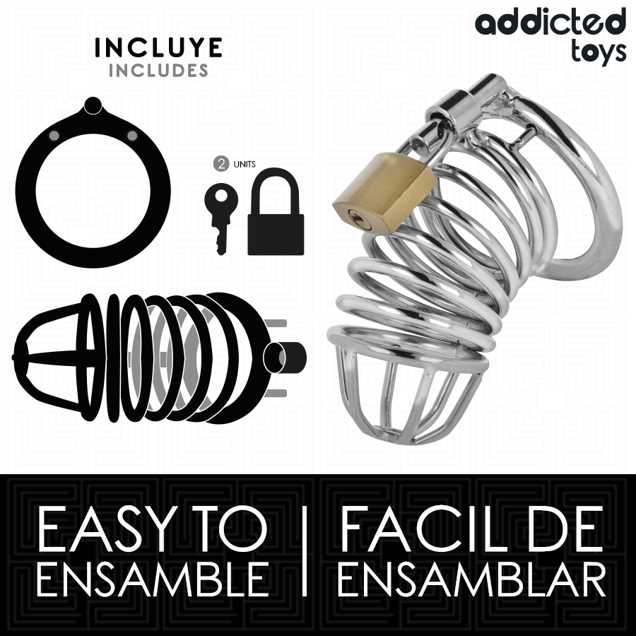 ADDICTED TOYS LOCKED - IRON CELL METAL PENIS CAGE SIZE M - My naughty haven #