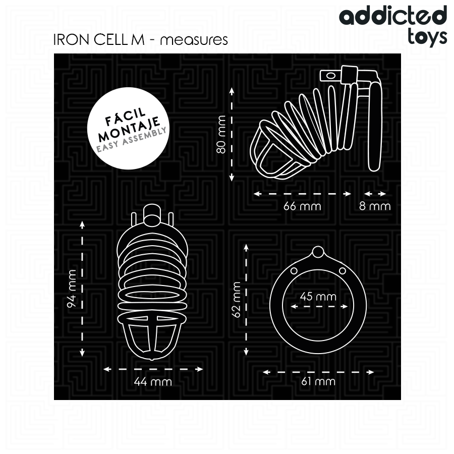 ADDICTED TOYS LOCKED - IRON CELL METAL PENIS CAGE SIZE M - My naughty haven #