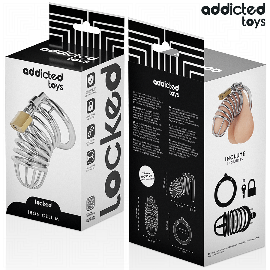 ADDICTED TOYS LOCKED - IRON CELL METAL PENIS CAGE SIZE M - My naughty haven #