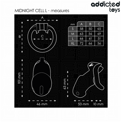ADDICTED TOYS LOCKED - MINDNIGHT CELL PENIS CAGE SIZE L - My naughty haven #