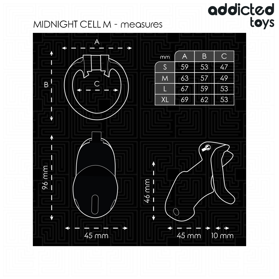 ADDICTED TOYS LOCKED - MINDNIGHT CELL PENIS CAGE SIZE M - My naughty haven #