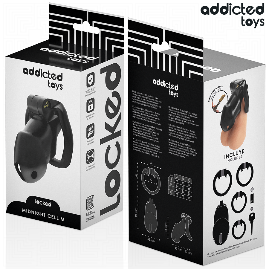 ADDICTED TOYS LOCKED - MINDNIGHT CELL PENIS CAGE SIZE M - My naughty haven #