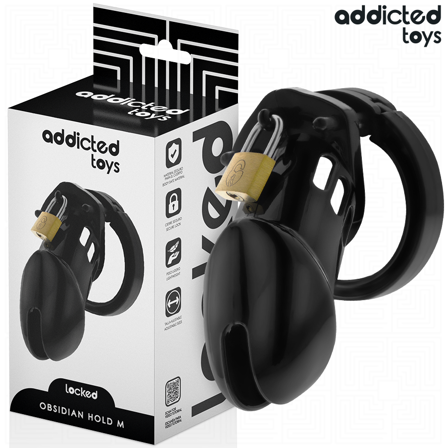 ADDICTED TOYS LOCKED - OBSIDIAN HOLD PENIS CAGE SIZE M - My naughty haven #