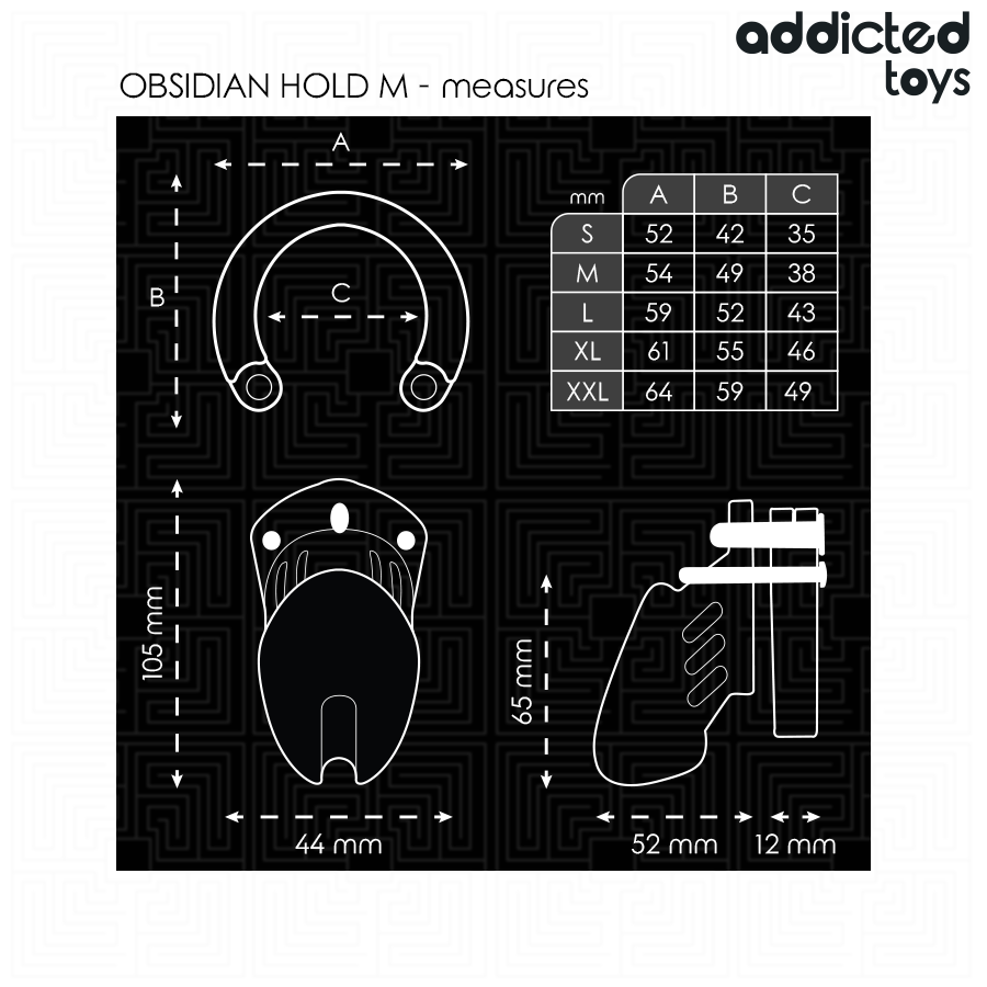 ADDICTED TOYS LOCKED - OBSIDIAN HOLD PENIS CAGE SIZE M - My naughty haven #