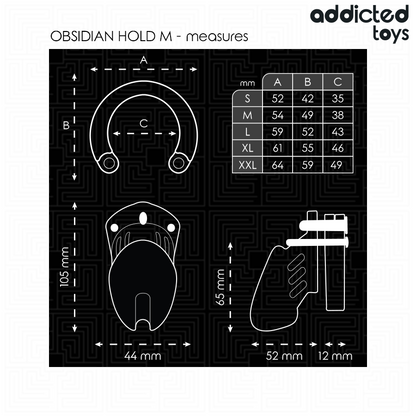 ADDICTED TOYS LOCKED - OBSIDIAN HOLD PENIS CAGE SIZE M - My naughty haven #