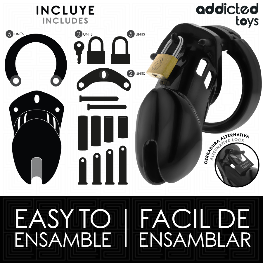 ADDICTED TOYS LOCKED - OBSIDIAN HOLD PENIS CAGE SIZE M - My naughty haven #