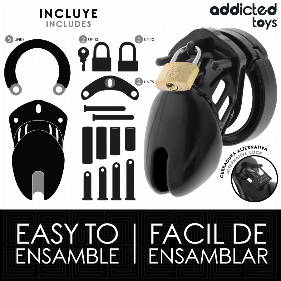 ADDICTED TOYS LOCKED - OBSIDIAN HOLD PENIS CAGE SIZE S - My naughty haven #