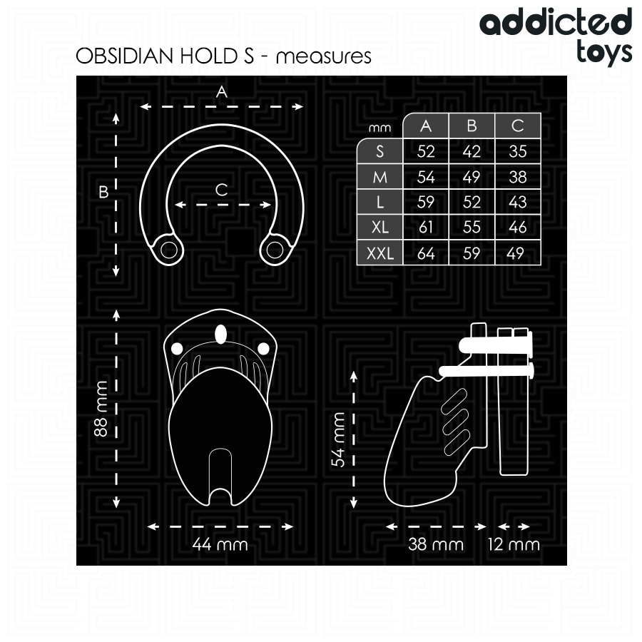 ADDICTED TOYS LOCKED - OBSIDIAN HOLD PENIS CAGE SIZE S - My naughty haven #