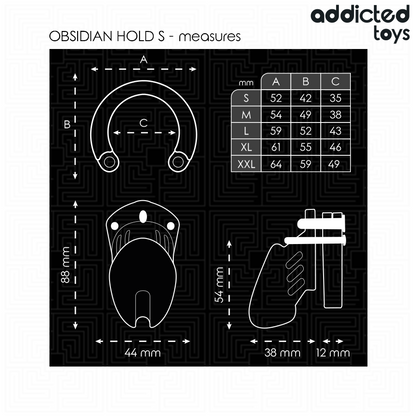 ADDICTED TOYS LOCKED - OBSIDIAN HOLD PENIS CAGE SIZE S - My naughty haven #