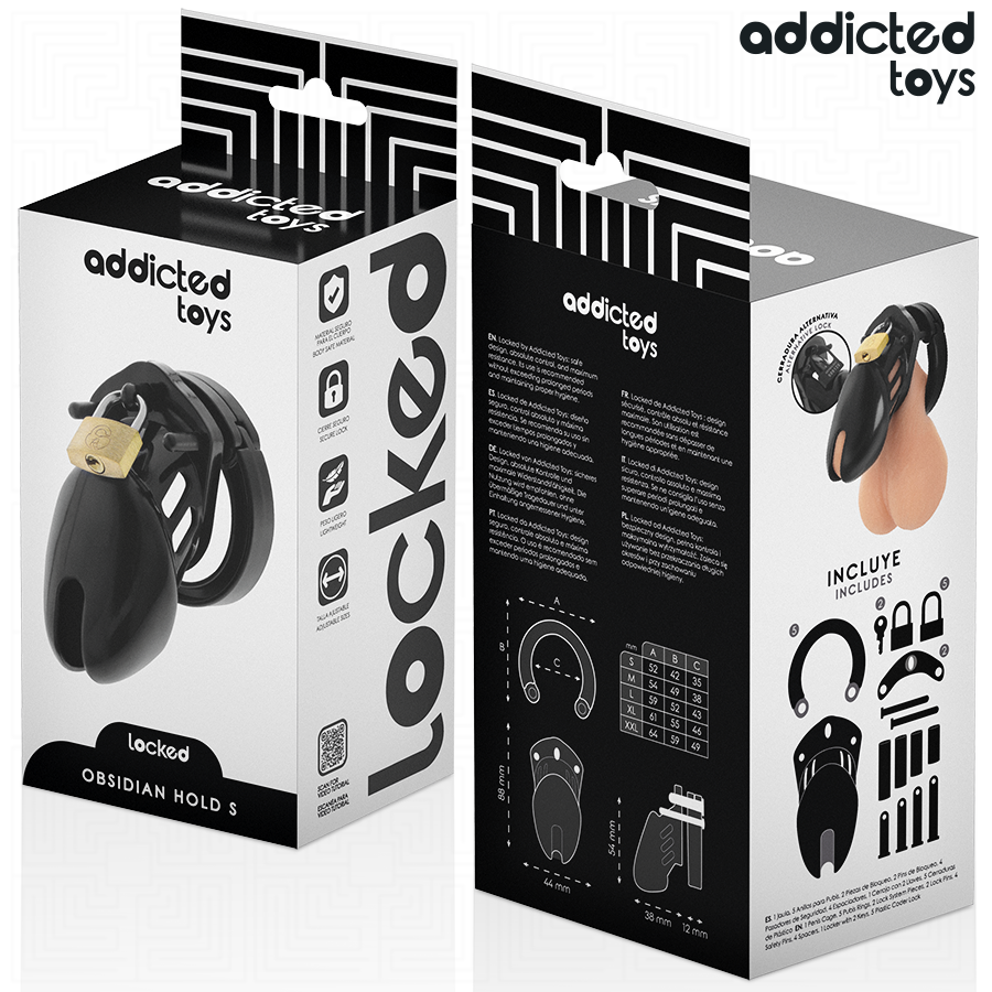 ADDICTED TOYS LOCKED - OBSIDIAN HOLD PENIS CAGE SIZE S - My naughty haven #