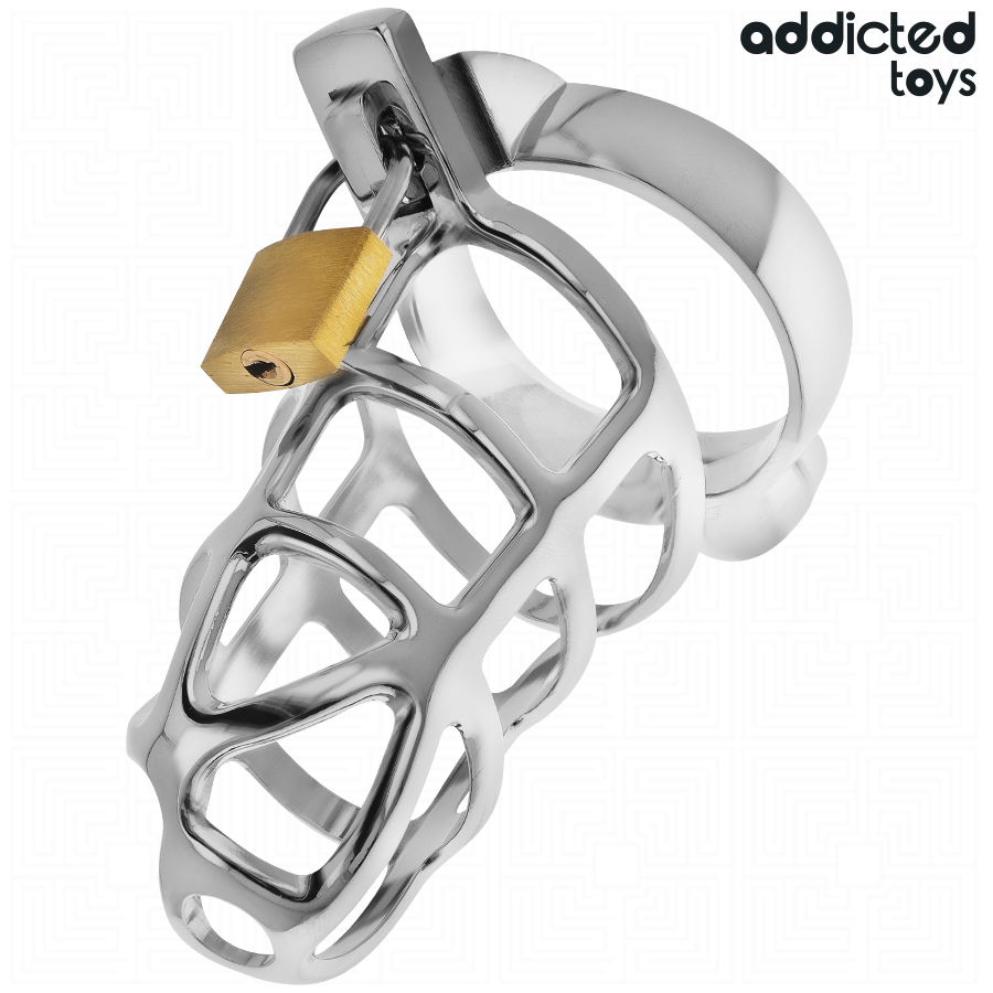 ADDICTED TOYS LOCKED - SILVER LOCK PENIS CAGE METAL SIZE M - My naughty haven #