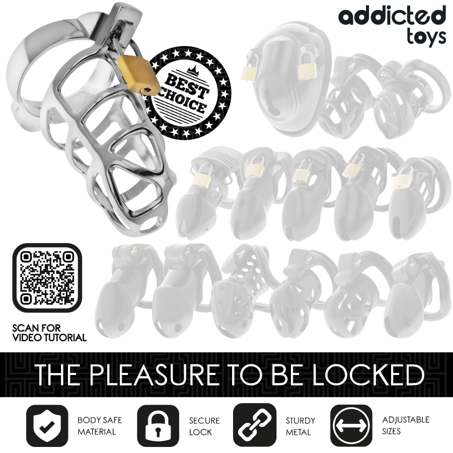 ADDICTED TOYS LOCKED - SILVER LOCK PENIS CAGE METAL SIZE M - My naughty haven #