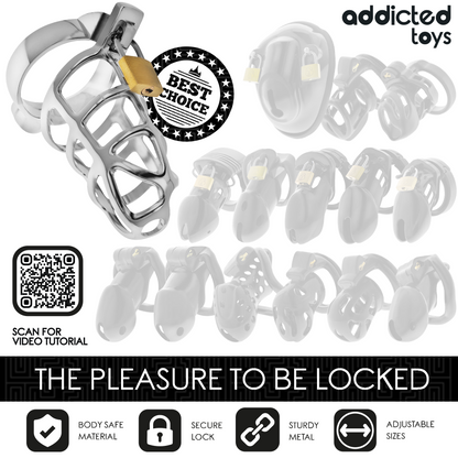 ADDICTED TOYS LOCKED - SILVER LOCK PENIS CAGE METAL SIZE M - My naughty haven #