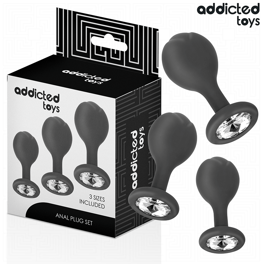 ADDICTED TOYS - SET OF 3 ANAL PLUG SILICONE WITH JEWEL - My naughty haven #