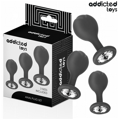 ADDICTED TOYS - SET OF 3 ANAL PLUG SILICONE WITH JEWEL - My naughty haven #