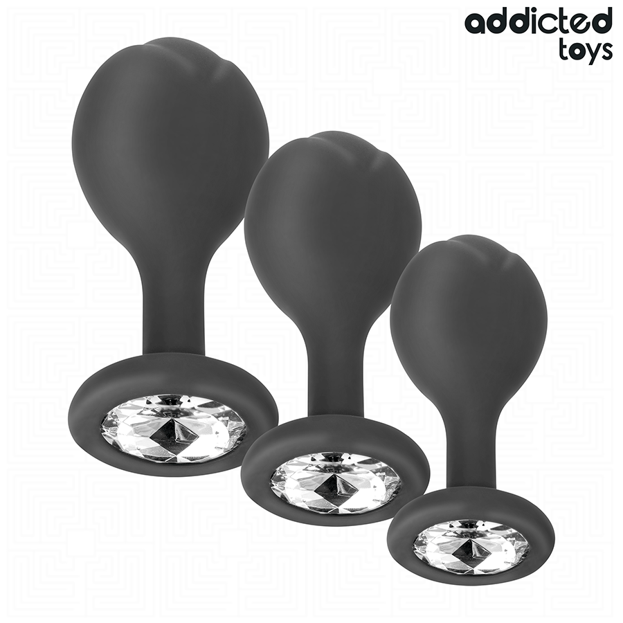 ADDICTED TOYS - SET OF 3 ANAL PLUG SILICONE WITH JEWEL - My naughty haven #