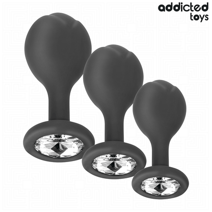 ADDICTED TOYS - SET OF 3 ANAL PLUG SILICONE WITH JEWEL - My naughty haven #
