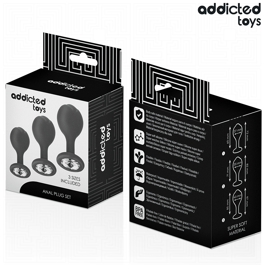ADDICTED TOYS - SET OF 3 ANAL PLUG SILICONE WITH JEWEL - My naughty haven #