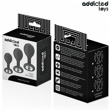 ADDICTED TOYS - SET OF 3 ANAL PLUG SILICONE WITH JEWEL - My naughty haven #