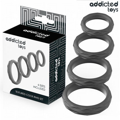 ADDICTED TOYS - TEXTURED COCK RING SET 4 SIZES - My naughty haven #