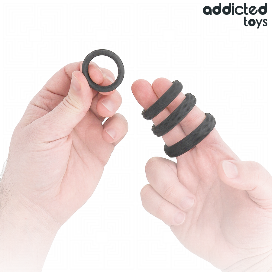 ADDICTED TOYS - TEXTURED COCK RING SET 4 SIZES - My naughty haven #