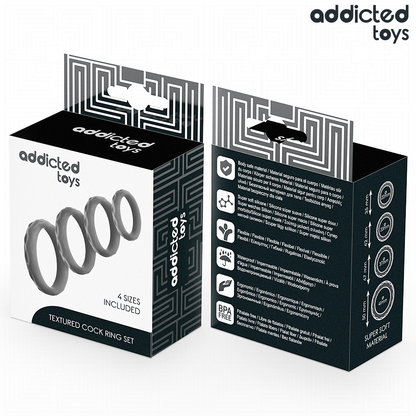 ADDICTED TOYS - TEXTURED COCK RING SET 4 SIZES - My naughty haven #