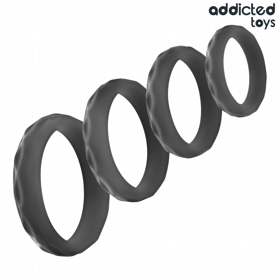 ADDICTED TOYS - TEXTURED COCK RING SET 4 SIZES - My naughty haven #