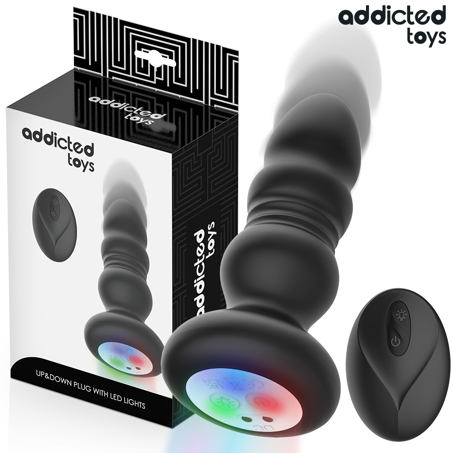 ADDICTED TOYS - THRUSTING VIBRATING ANAL PLUG, LED LIGHT REMOTE CONTROL - My naughty haven #